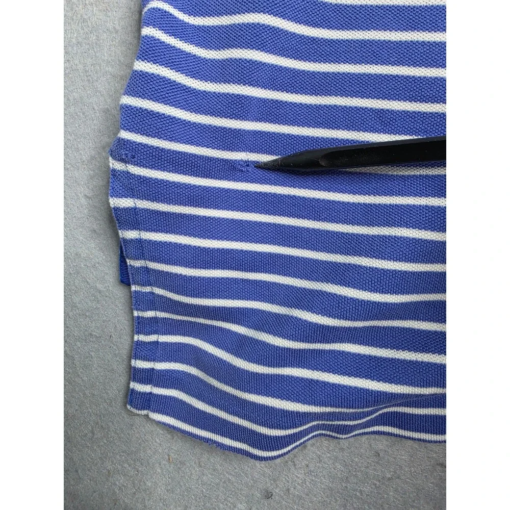 Polo Ralph Lauren Polo Shirt Mens 4XL Big Blue White Striped High Low Hem Golf